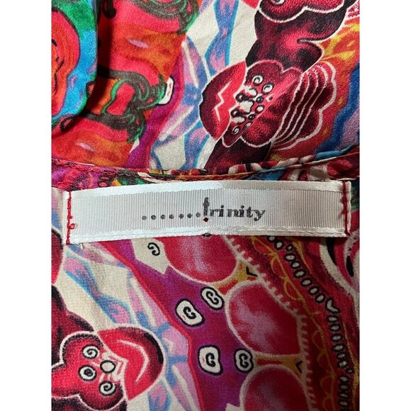 Retro 60s Caftan Tunic Dress 100% Silk Psychedelic Mandala Print Mini - Picture 8 of 10